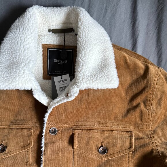 Todd Snyder Italian Corduroy Dylan Jacket with Sherpa Caramel Large $398 - Picture 1 of 7